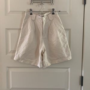 lizsport petite white pleated linen shorts